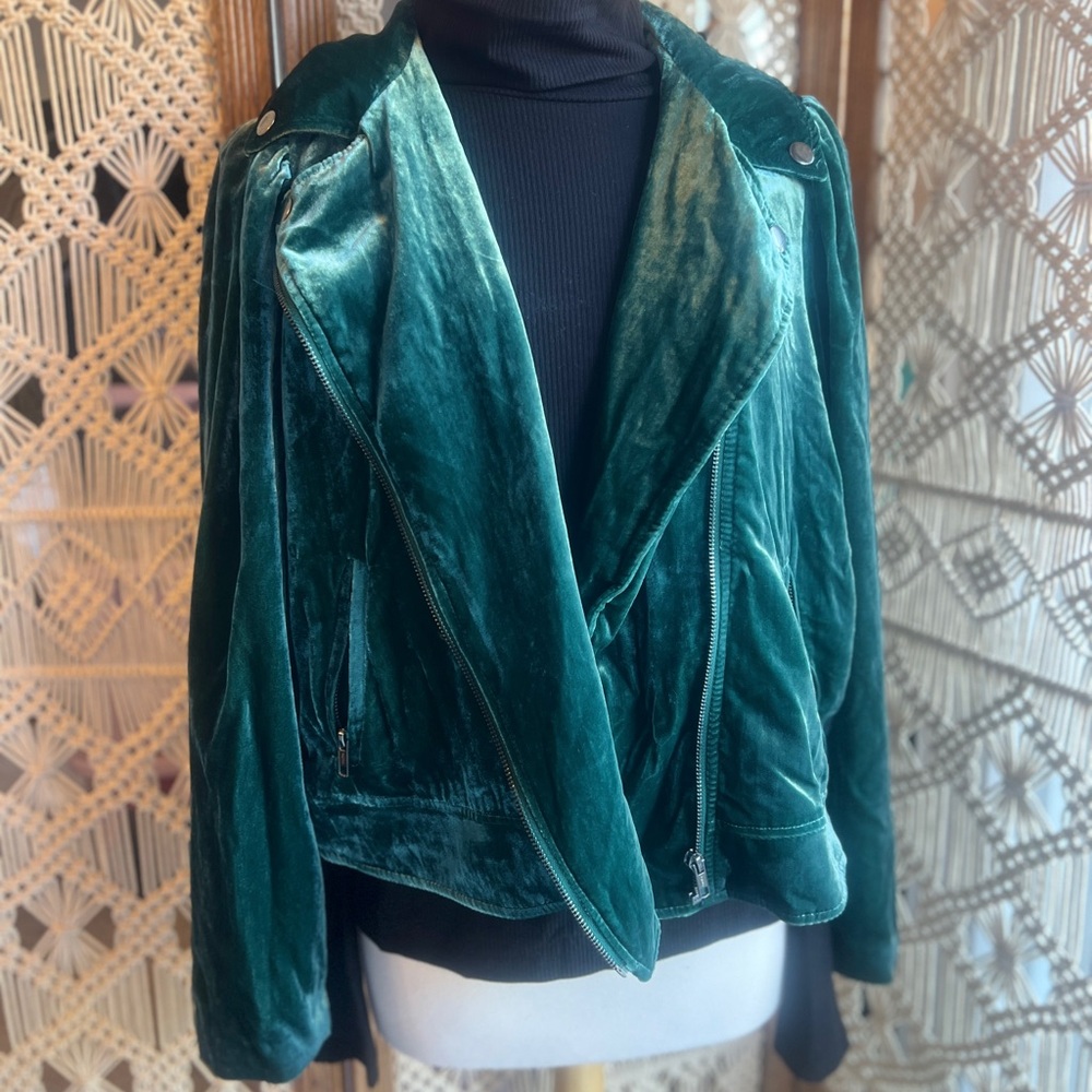 Torrid Teal Velvet Women's Moto Jacket NWT